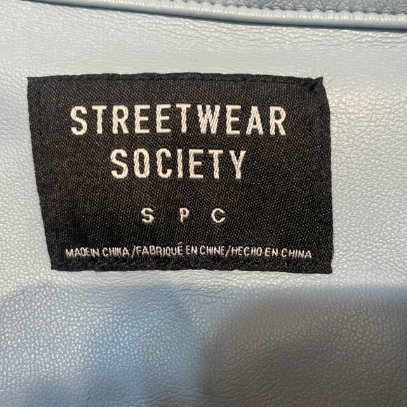 Blue Faux leather oversized jacket small - Picture 4 of 4